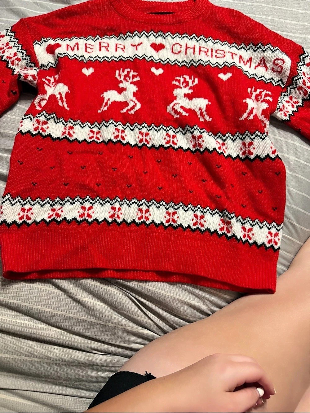 Christmas Reindeer Sweater Red White